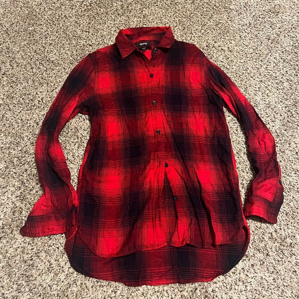 Madewell Classic Buffalo Plaid Flannel Button-Down Shirt Red Black Size‎ S